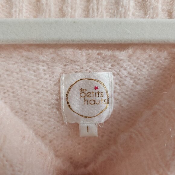 🇫🇷 Des Petits Hauts Light Pink Mohair/Merino Knit Sweater - Sz S - Picture 6 of 13